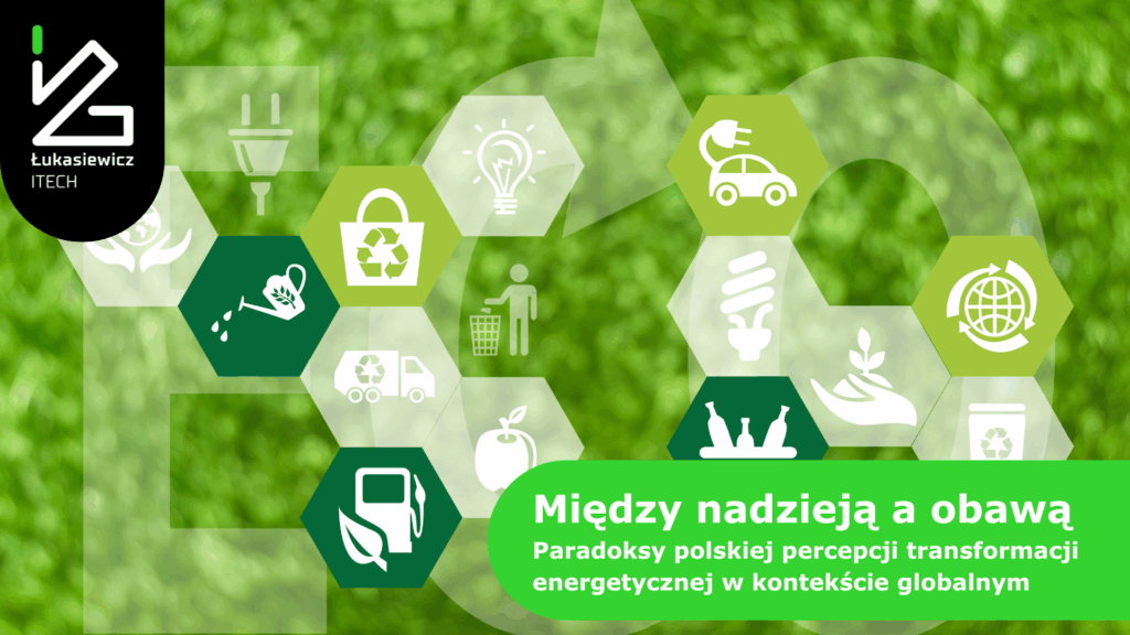 ilustracja graficzna, w różnych odcieniach zieleni ikony przedstawiające ekologiczne źródła energii